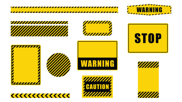 Caution signs and tapes with stripes