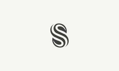 initial S leaf simple monoline logo design vector illustration