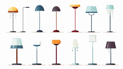 collection Flat vector Lamps of various types set
