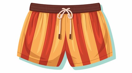 Colorful beach short with cord for men flat vector