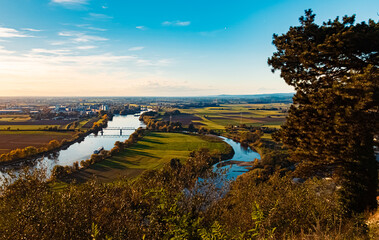 Autumn or indian summer view at Mount Bogenberg, Bogen, Danube, Bavaria, Germany