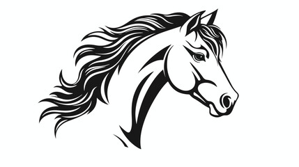 Contour image of a beautiful horses profile flat vector