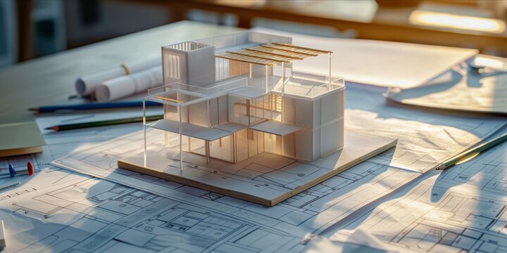 Architectural model on top of blueprints
