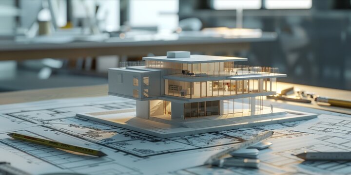 Architectural model on top of blueprints