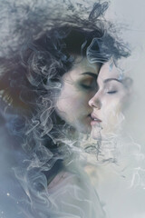 Artistic Smoke Trails around a Woman's Silhouette