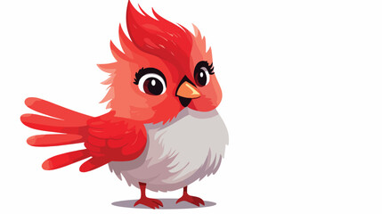 Cute baby cardinal bird cartoon posing  flat vector