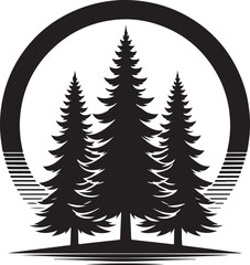 Obraz premium Pine Tree Silhouette vector Illustration Set