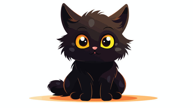 Cute colorful halloween black cat  flat vector