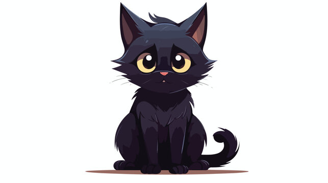 Cute colorful halloween black cat  flat vector