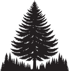 Obraz premium Pine Tree Silhouette vector Illustration Set