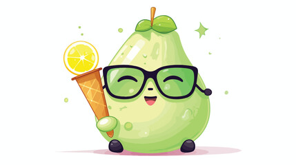 Cute pear green character in sunglasses star