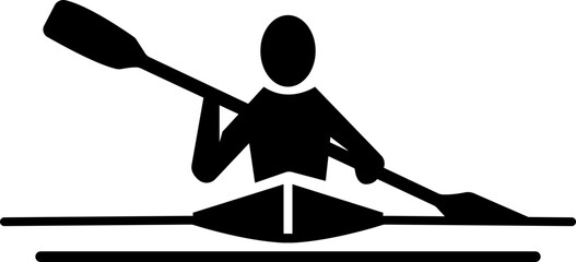 Water Recreation Icons - Editable Stroke, Summer Recreation, Kayaker Icon, Person Canoeing Icon isolated on transparent background, Paddle Boat Flat Graphic Design, used for mobile apps, web site.
