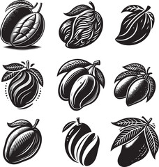 Mango Silhouette vector Illustration set
