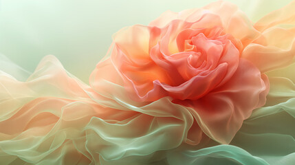 Abstract salmon colored dreamy rose with flowing swirls for background purposes - 757450019