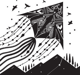 Kite Silhouette vector Illustration