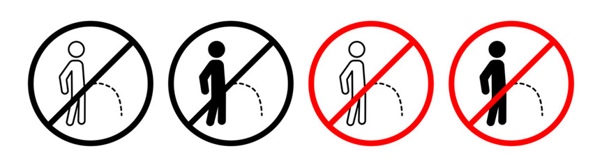 Urination Conduct Line Icon. Lavatorial Behavior Rule icon in outline and solid flat style. - obrazy, fototapety, plakaty