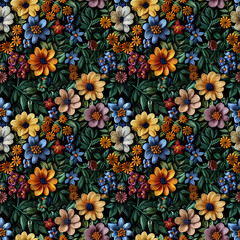 Seamless motif embroidery floral pattern