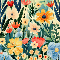 seamless floral pattern. Generative AI.