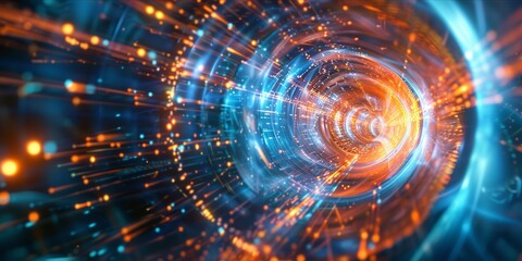 Fototapeta premium Abstract data tunnel with light streams