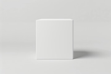 A white box sits on a white background