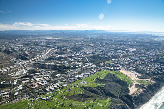 Aerial views of Sorrento Mesa, UTC, and La Jolla San Diego California