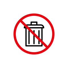 No Trash Sign Vector Line Icon illustration.