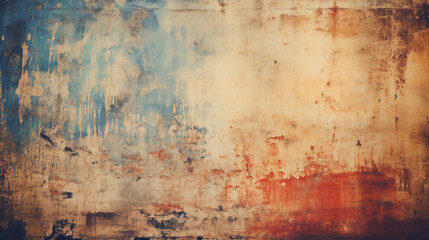 Vintage grunge blue and red paint wall background texture