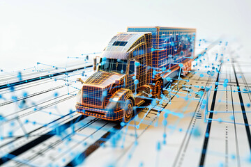 Background of intelligent management of truck - obrazy, fototapety, plakaty
