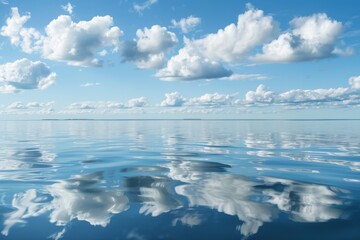 Fototapeta premium Serene Landscape of Calm Waters Under a Cloudy Sky