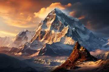 Crédence de cuisine en verre imprimé Himalaya Snowcovered mountain with cloudy sky, a natural landscape