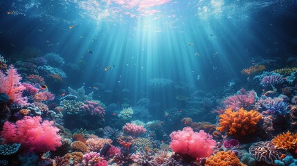 Fototapeta na wymiar Sunlight Streaming Through Coral Reef