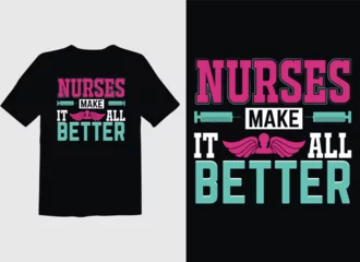 Gordijnen nursing typography t shirt design © mislam99