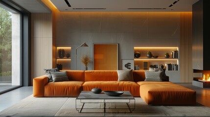 Luxurious Contemporary Living Room with Accent Lighting