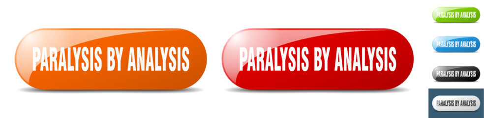 paralysis by analysis button. key. sign. push button set