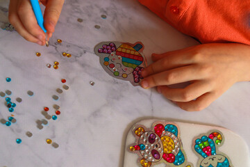 children's art kit diamond mosaic close-up intermediate process