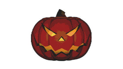 Halloween Pumpkin 8 Bit Retro Video Game Look