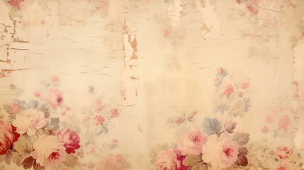 Dreamy vintage floral background with roses in pastel pink hues