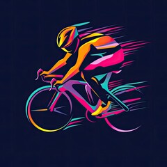 Cycling logo in hi-tech style. Futuristic design with sleek lines and vibrant colors. Capture the spirit of technology and sport