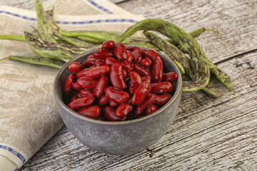Baked red canned bean in the bowl
