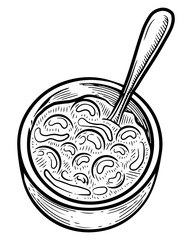 Bowl berry jam sketch. Topping for dessert. Sweet food Sugar fruits. Hand drawn vector illustration.