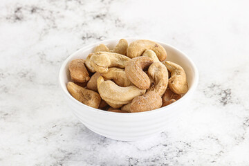 Cashew nuts heap in the bowl