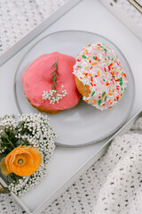 pink and sprinkles donuts