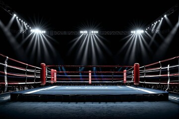 A boxing ring with a crowd of people watching