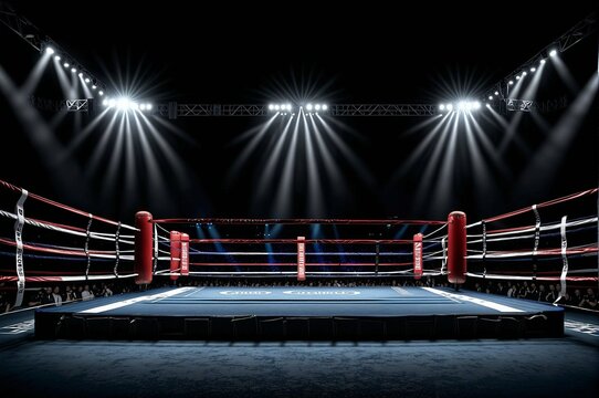A boxing ring with a crowd of people watching