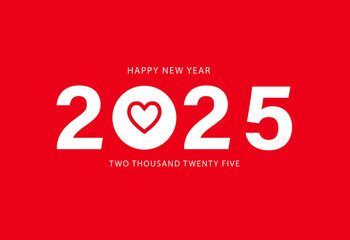 HAPPY NEW YEAR 2025 with heart concept vector New Year 2025 year celebration and year of dragon template with heart shape for card and poster design, flyer, social media post on dark background