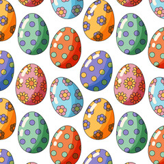 Seamless pattern. Easter background with colorful eggs