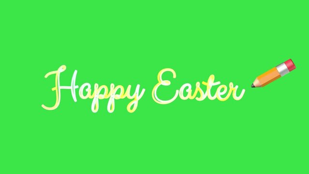 Happy Easter text 3d color animation. Green  screen.