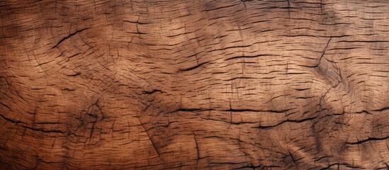 Fototapeta premium A closeup of a hardwood piece of wood, revealing a beautiful pattern and texture. The brown rectangle resembles an art formation on the bedrock outcrop, perfect for flooring