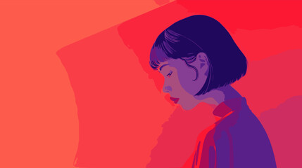 Woman. Lofi, red, purple, pink