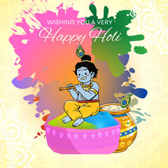 Colorful happy holi greetings instagram post